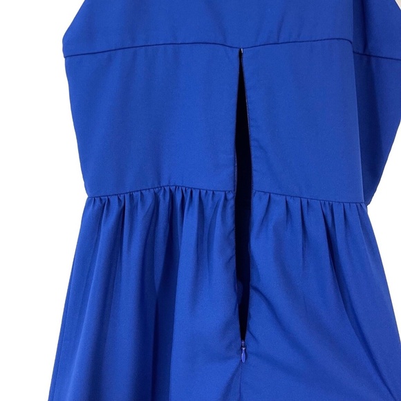 C. Luce Women’s Size Small Solid Blue Cut Out Sleeveless Fit and Flare Dress - Picture 10 of 10